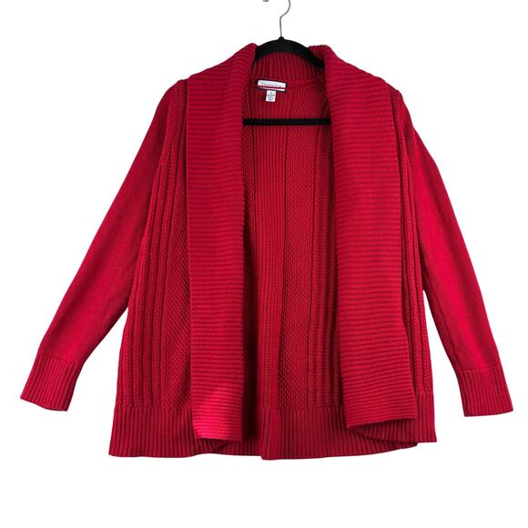 Charter Club Sweaters - Charter Club Chunky Knit Cardigan Sweater Women's Small Red Cotton Nylon Blend